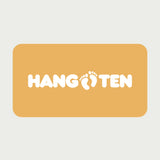 An e-gift card with the Hang Ten logo in white text on a orange background.